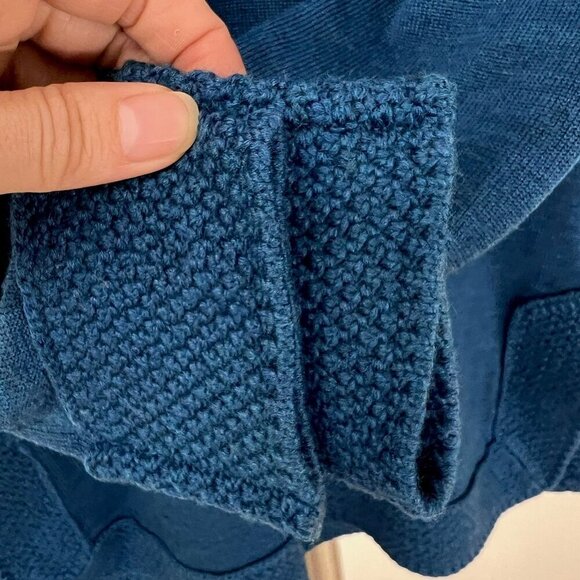 Tory Burch Lizzie 100%‎ Merino Wool Heathered Blue Tunic V-Neck Sweater Sz XS - Picture 6 of 13